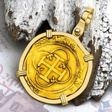 Pirate Era 1560 22K Gold One Escudo - the Legendary Doubloon - 18K Gold Pendant
