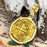 Pirate Era 22K Gold 2 Escudo - the Legendary Doubloon - 18K Gold Pendant