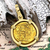 Pirate Era 22K Gold 2 Escudo - the Legendary Doubloon - 18K Gold Pendant