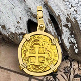 Pirate Era 22K Gold 2 Escudo - the Legendary Doubloon - 18K Gold Pendant