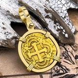 Pirate Era 22K Gold 2 Escudo - the Legendary Doubloon - 18K Gold Pendant