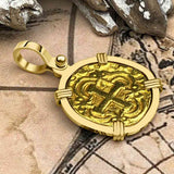 Pirate Era 22K Gold 2 Escudo - the Legendary Doubloon - 18K Gold Pendant