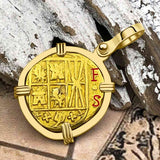 Pirate Era 22K Gold 2 Escudo - the Legendary Doubloon - 18K Gold Pendant