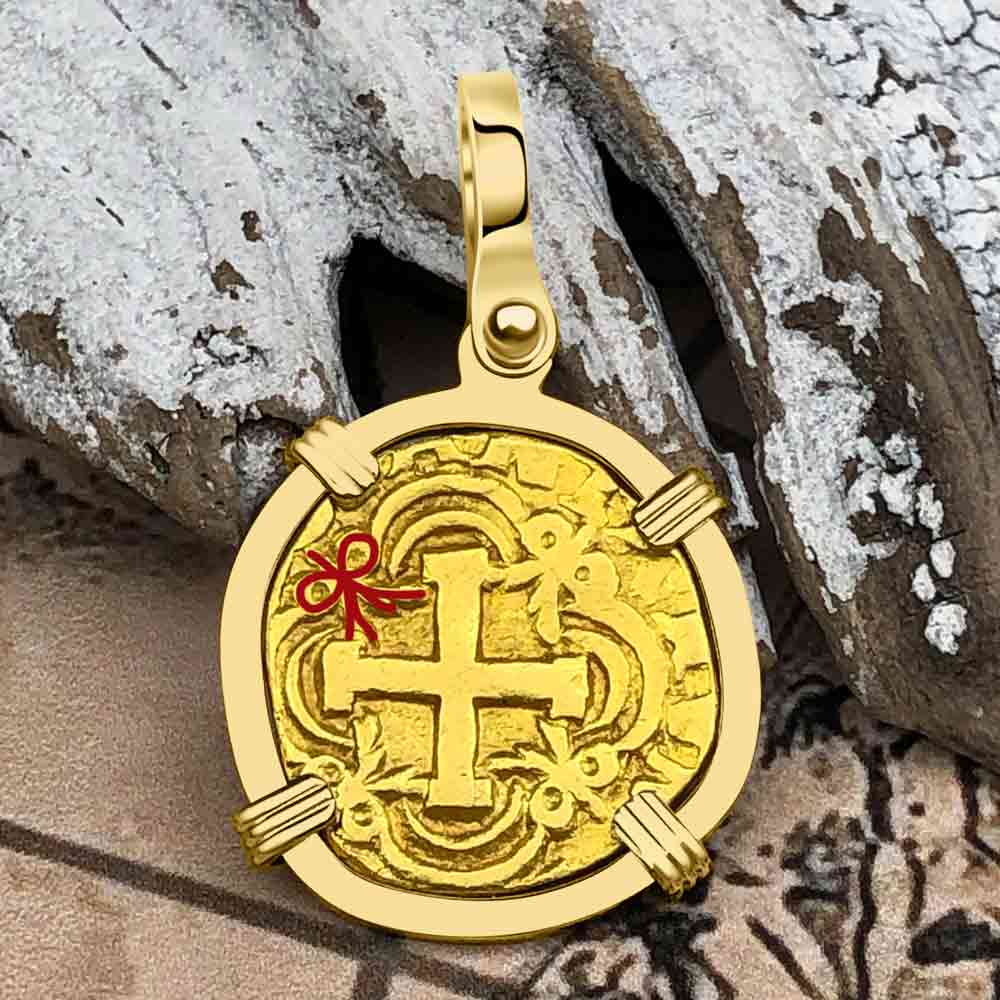 Pirate Era 22K Gold 2 Escudo - the Legendary Doubloon - 18K Gold Pendant