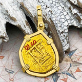 Pirate Era Circa 1598 22K Gold Two Escudo - the Legendary Doubloon - 18K Gold Pendant