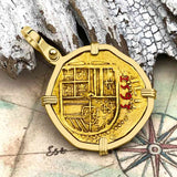 RARE DATED 1593 Pirate Era 22K Gold 2 Escudo - the Legendary Doubloon - 18K Gold Pendant