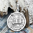 Roman Republic Silver Denarius 122 BC Roma & the Gemini Twins 14K White Gold Pendant 
