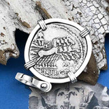 Roman Republic Silver Denarius 101 BC Roma & Jupiter 14K White Gold Pendant