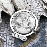 Roman Republic Silver Denarius 88 BC Mars & Victory 14K White Gold Pendant | Artifact #5414