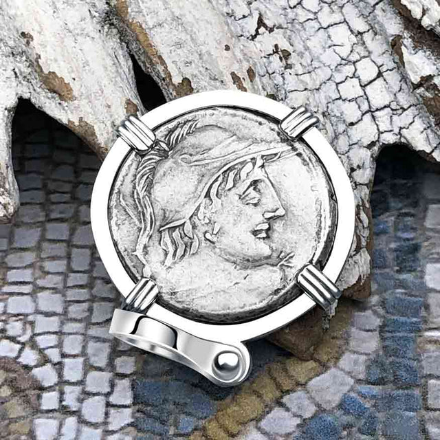 Roman Republic Silver Denarius 88 BC Mars & Victory 14K White Gold Pendant | Artifact #5414
