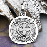 Templar Knights Era French Healing Angel Silver Denier Sterling Silver Pendant