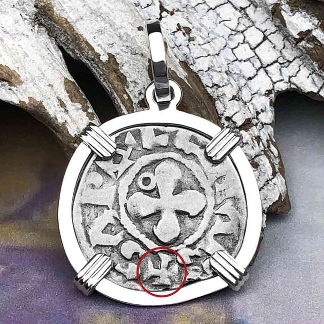 Templar Knights Era French Healing Angel Silver Denier Sterling Silver Pendant