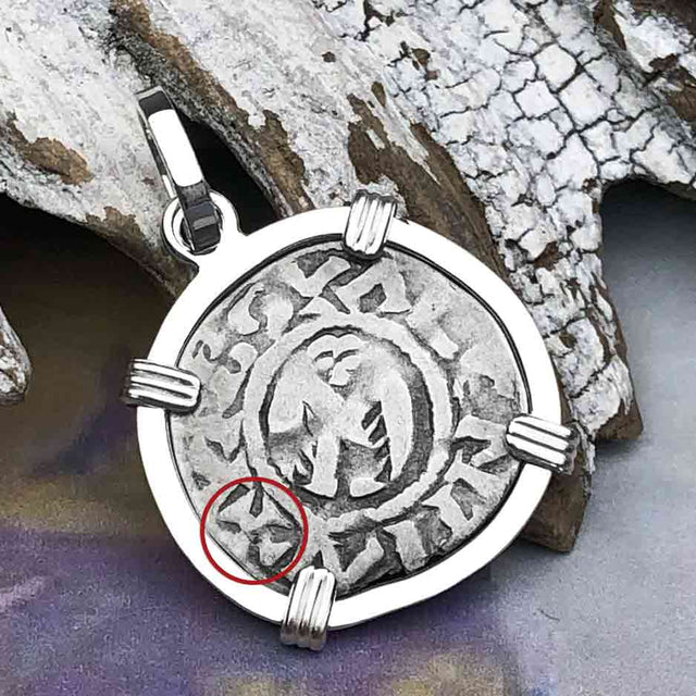 Templar Knights Era French Healing Angel Silver Denier Sterling Silver Pendant