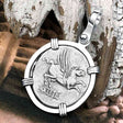 Roman Republic Silver Denarius 90 BC Pegasus 14K White Gold Pendant