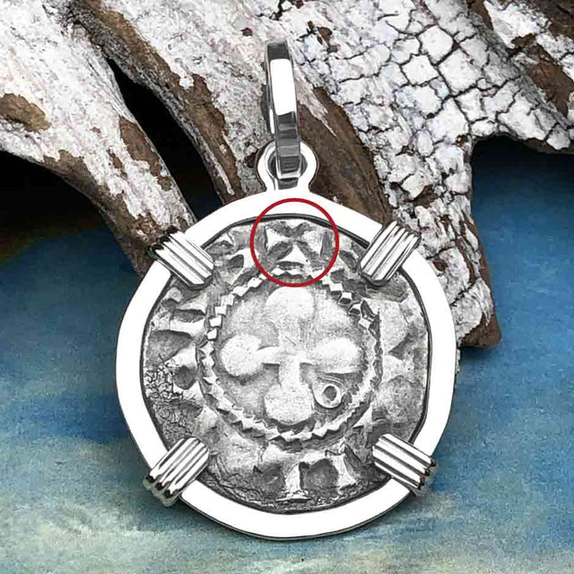 Templar Knights Era French Healing Angel Silver Denier Sterling Silver Pendant