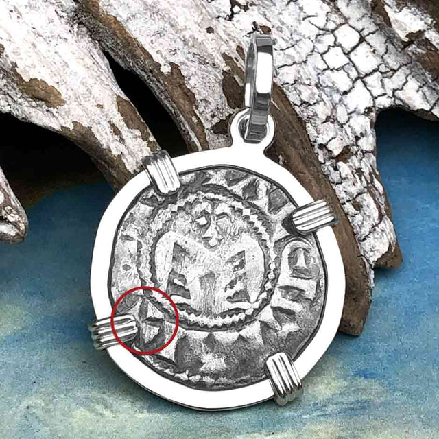 Templar Knights Era French Healing Angel Silver Denier Sterling Silver Pendant