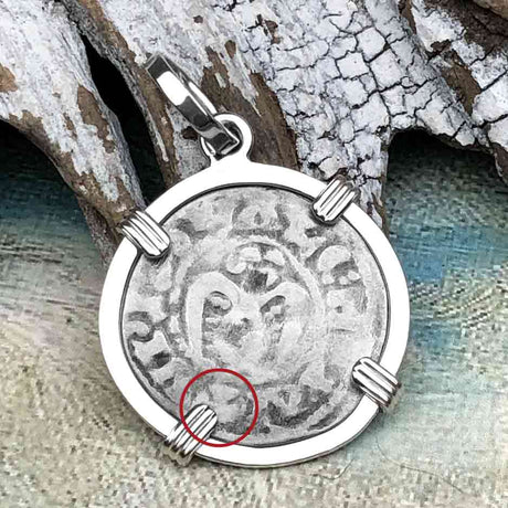 Templar Knights Era French Healing Angel Silver Denier Sterling Silver Pendant