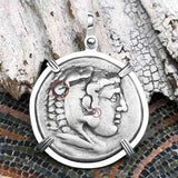 Ancient Greek Alexander the Great LARGE Silver Tetradrachm Coin Sterling Silver Pendant