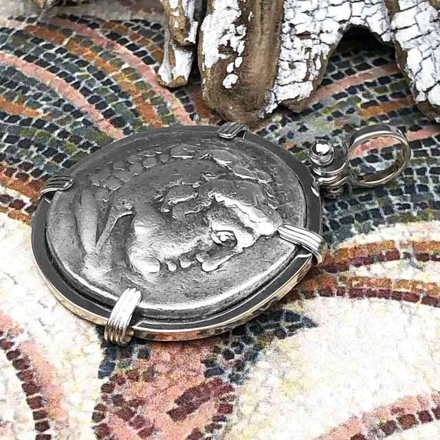 Ancient Greek Alexander the Great LARGE Silver Tetradrachm Coin Sterling Silver Pendant