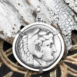 Ancient Greek Alexander the Great LARGE Silver Tetradrachm Coin Sterling Silver Pendant