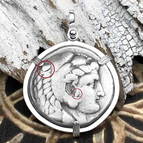Ancient Greek Alexander the Great LARGE Silver Tetradrachm Coin Sterling Silver Pendant