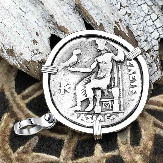 Ancient Greek Alexander the Great LARGE Silver Tetradrachm Coin Sterling Silver Pendant