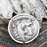 Ancient Greek Alexander the Great LARGE Silver Tetradrachm Coin Sterling Silver Pendant