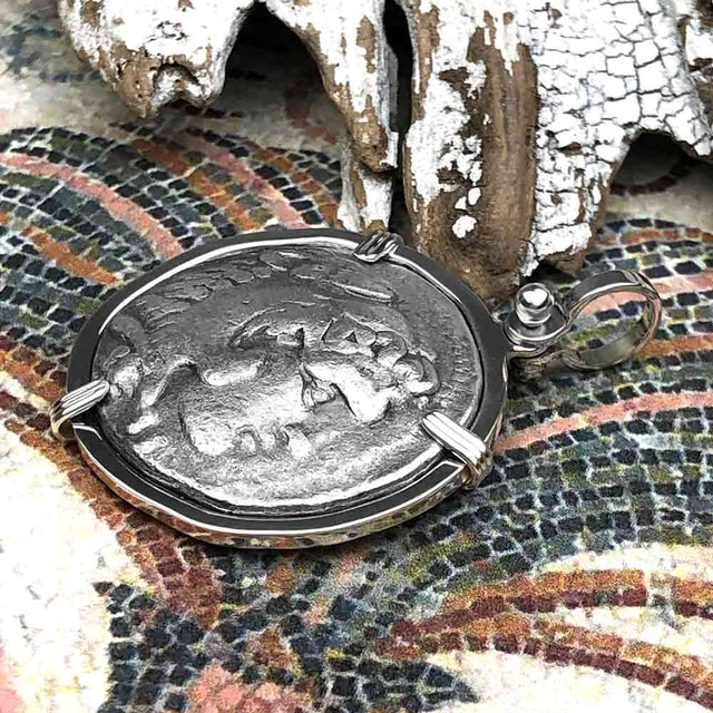 Ancient Greek Alexander the Great LARGE Silver Tetradrachm Coin Sterling Silver Pendant