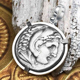 Ancient Greek Alexander the Great LARGE Silver Tetradrachm Coin Sterling Silver Pendant