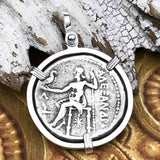 Ancient Greek Alexander the Great LARGE Silver Tetradrachm Coin Sterling Silver Pendant