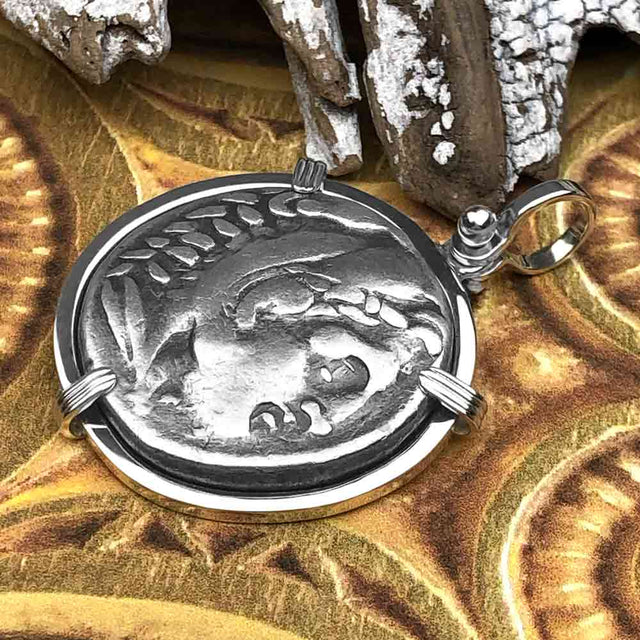 Ancient Greek Alexander the Great LARGE Silver Tetradrachm Coin Sterling Silver Pendant