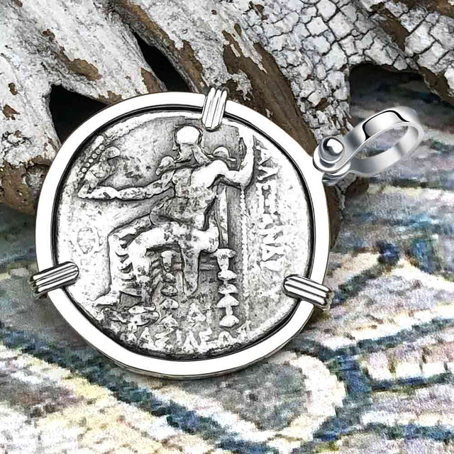 Ancient Greek Alexander the Great LARGE Silver Tetradrachm Coin Sterling Silver Pendant
