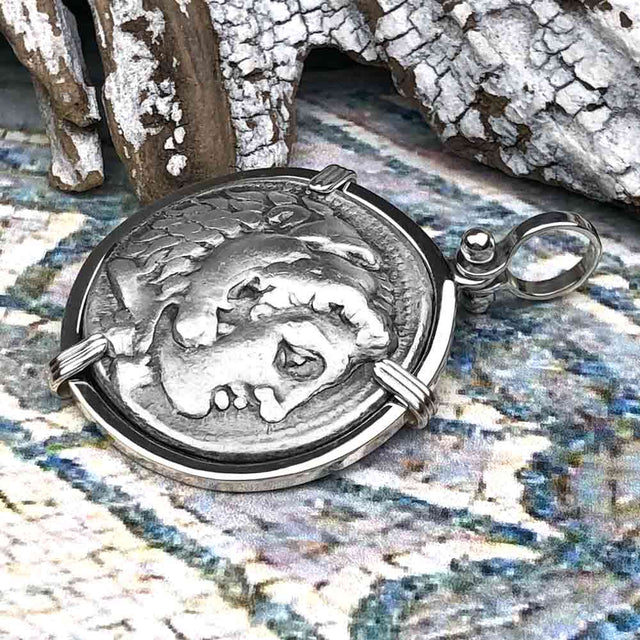 Ancient Greek Alexander the Great LARGE Silver Tetradrachm Coin Sterling Silver Pendant