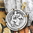 Ancient Greek Alexander the Great LARGE Silver Tetradrachm Coin 14K Gold and Sterling Silver Pendant