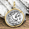 Ancient Greek Alexander the Great LARGE Silver Tetradrachm Coin 14K Gold Pendant