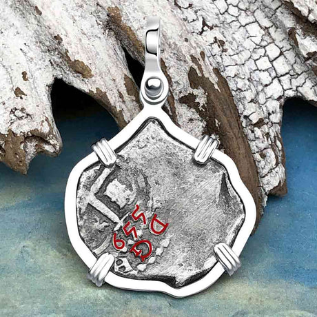 1655 Consolacion Shipwreck Pirate Era Spanish 1 Reale Piece of Eight Sterling Silver Pendant