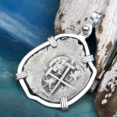 1675 Consolacion Shipwreck Pirate Era Spanish 1 Reale Piece of Eight Sterling Silver Pendant
