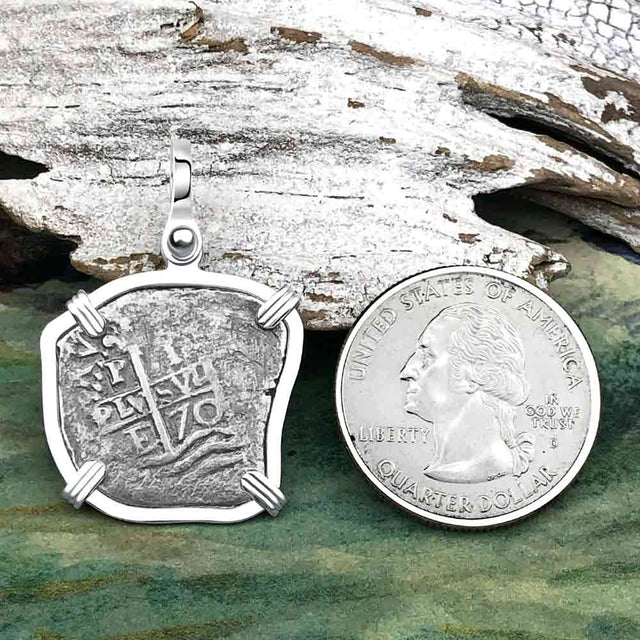 1670 Consolacion Shipwreck Pirate Era Spanish 1 Reale Piece of Eight Sterling Silver Pendant