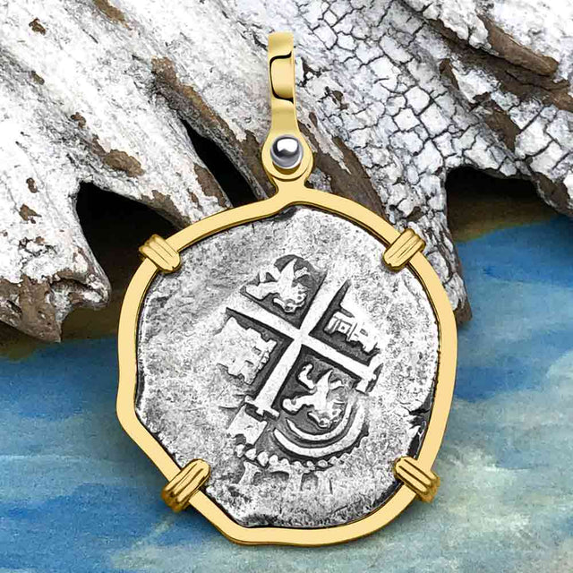 STUNNING 1661 Consolacion Shipwreck Pirate Era 2 Reale Cob 14K Gold Pendant