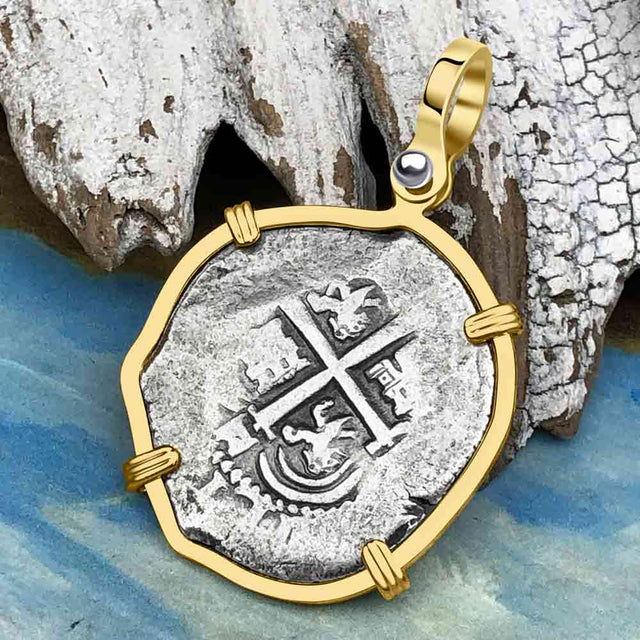STUNNING 1661 Consolacion Shipwreck Pirate Era 2 Reale Cob 14K Gold Pendant