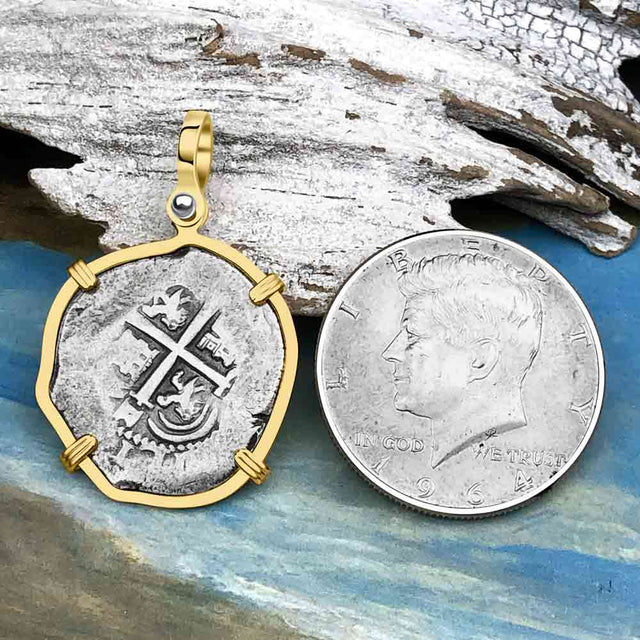 STUNNING 1661 Consolacion Shipwreck Pirate Era 2 Reale Cob 14K Gold Pendant