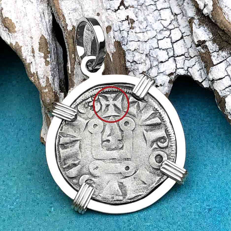 Templar Knights Era Medieval Protection & Perseverance Silver Denier Tournios Sterling Silver Pendant
