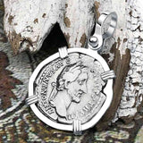Roman Empire Silver Denarius Coin of Antoninus Pius, the Protector 148 AD Sterling Silver Pendant