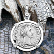 Roman Empire Silver Denarius Coin of Antoninus Pius, the Protector 148 AD Sterling Silver Pendant 