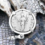 Roman Empire Silver Denarius Coin of Antoninus Pius, the Protector 148 AD Sterling Silver Pendant 