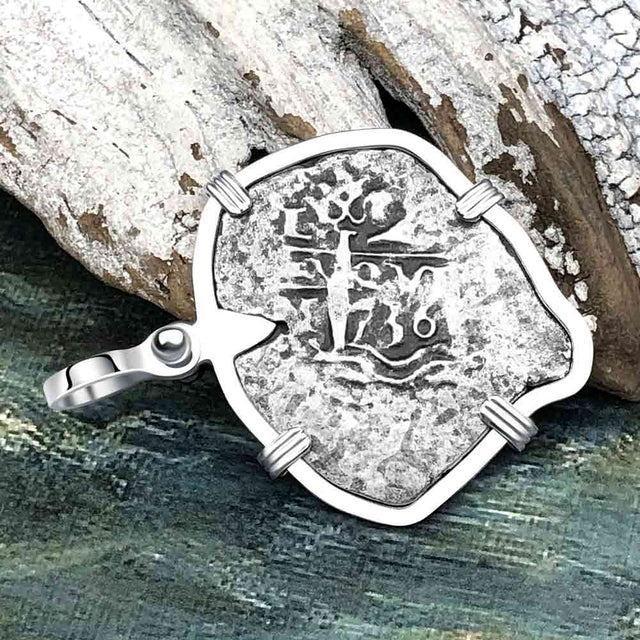 Heart Shaped Princess Louisa Shipwreck Dated 1736 2 Reale Piece of Eight Sterling Silver Pendant