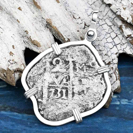 Princess Louisa Shipwreck Dated 1731 2 Reale Piece of Eight Sterling Silver Pendant