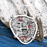 Heart Shaped Princess Louisa Shipwreck Dated 1739 2 Reale Piece of Eight Sterling Silver Pendant