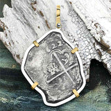 Rare Dated 1622 Sao Jose 8 Reale Pirate Era Shipwreck Coin 14K Gold & Sterling Silver Pendant