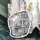 Rare Dated 1622 Sao Jose 8 Reale Pirate Era Shipwreck Coin 14K Gold & Sterling Silver Pendant